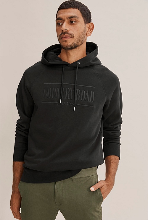 Black Verified Australian Cotton Heritage Hooded Sweat Natural