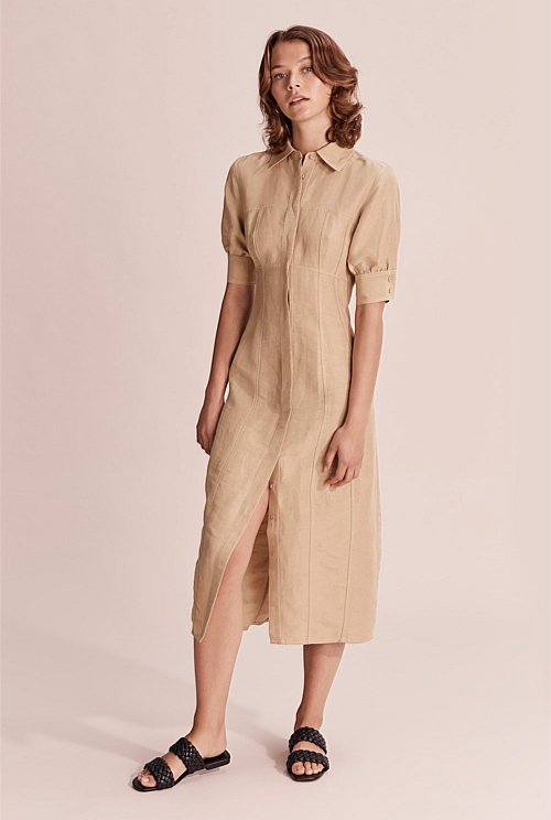 Flax Button Through Shirt Dress - Dresses | Country Road