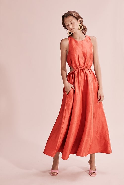 Chilli Red Cut Out Halter Dress Dresses Country Road