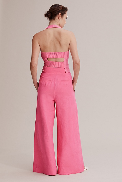 Country Road - Country Road Pink Linen Pants on Designer Wardrobe