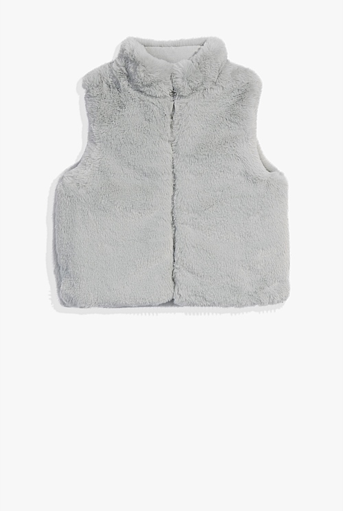 Gray on sale fur vest