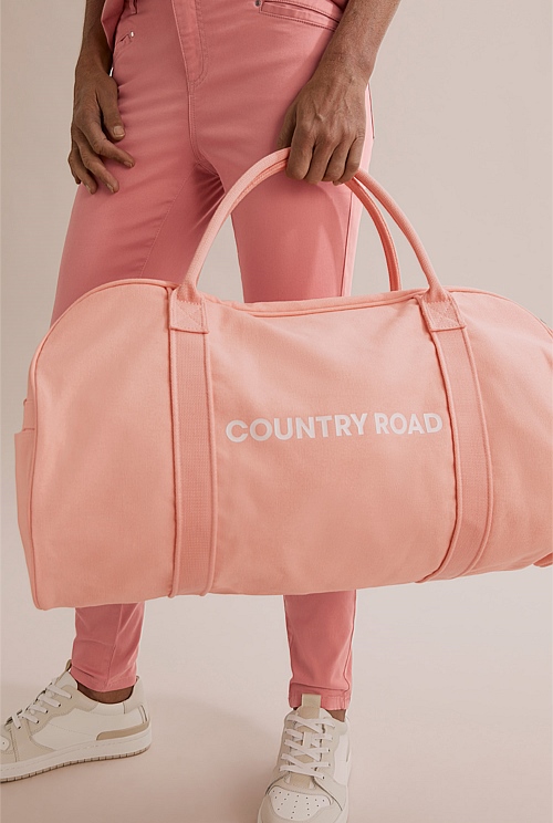 Peach Australian Cotton Zip Canvas Logo Tote - Bags