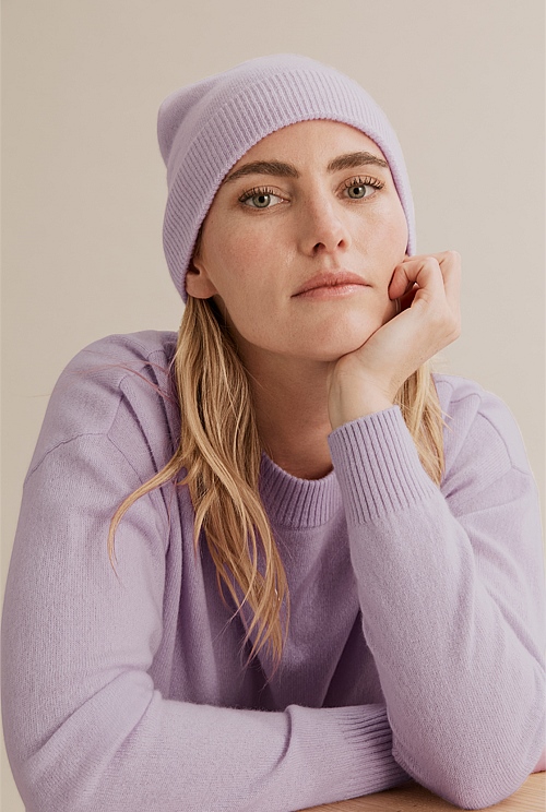 Dusty Lilac GCS certified Cashmere Beanie Hats Scarves Gloves Country Road