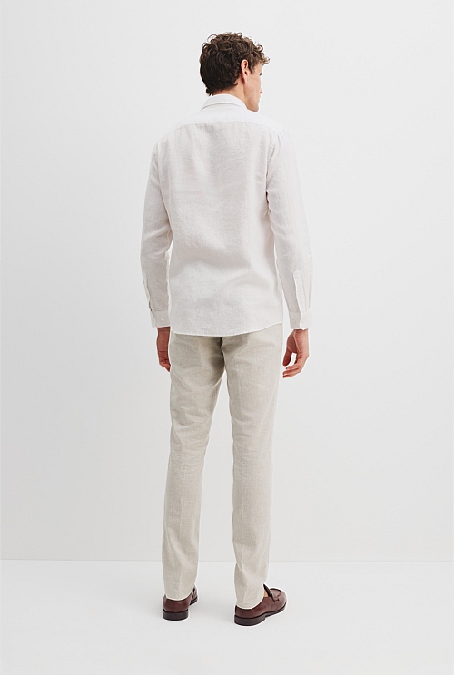 Tailored Fit White Linen Shirt