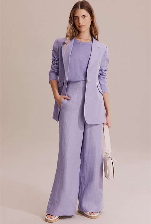 Iris Linen Pants - Violet Blue, APERO