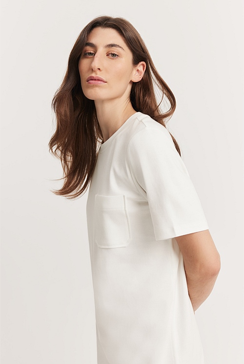 Antique White Pocket T Shirt Dress Natural Fibres Country Road