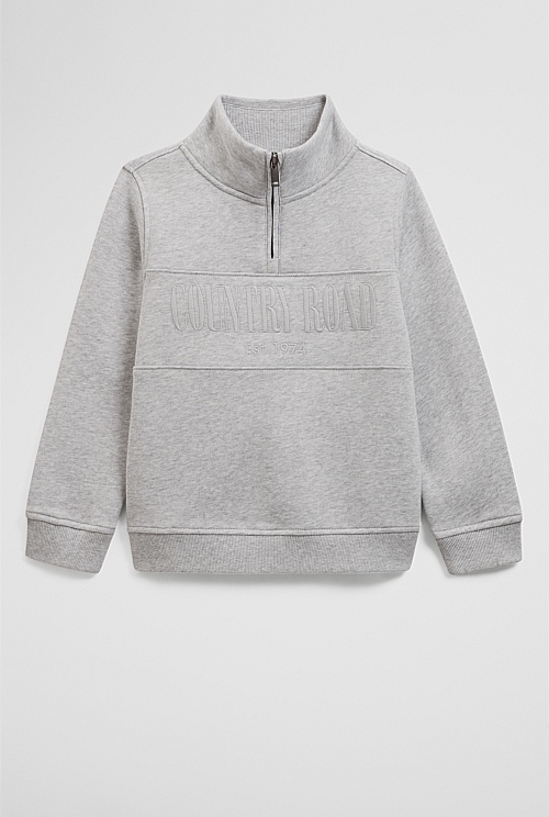 Light Grey Marle Verified Australian Cotton Heritage Half Zip