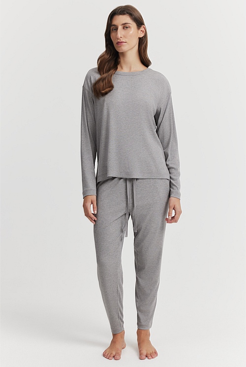 Grey Marle Luxe Rib Pyjama Crew Sleepwear Country Road