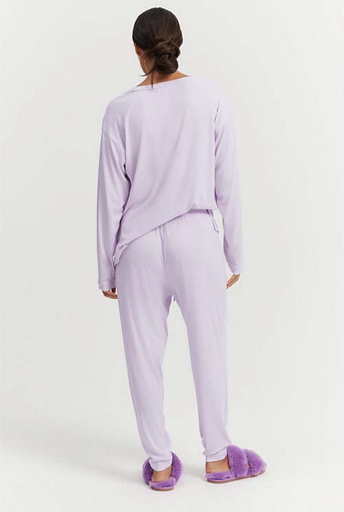 Violet Tint Luxe Rib Pyjama Jogger Sleepwear Country Road