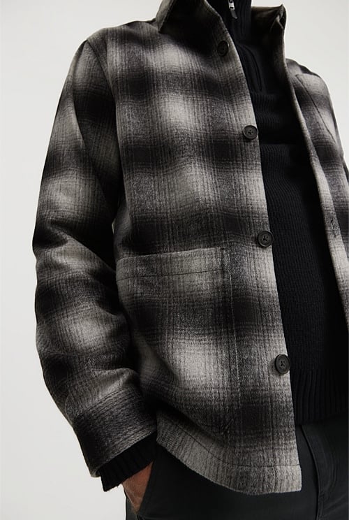 Charcoal Ombre Wool Blend Shirt Jacket - Jackets & Coats | Country