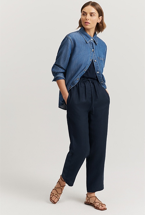 Navy Linen Pants -  Australia