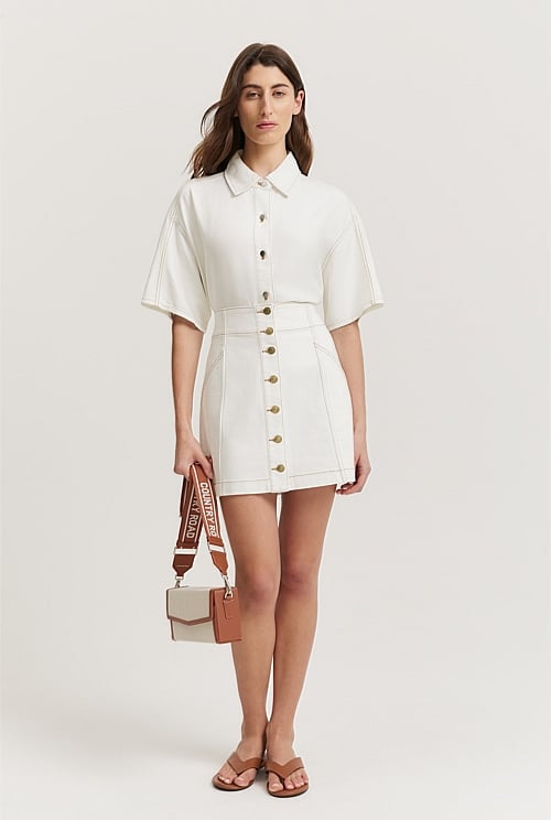 Button skirt outlet white