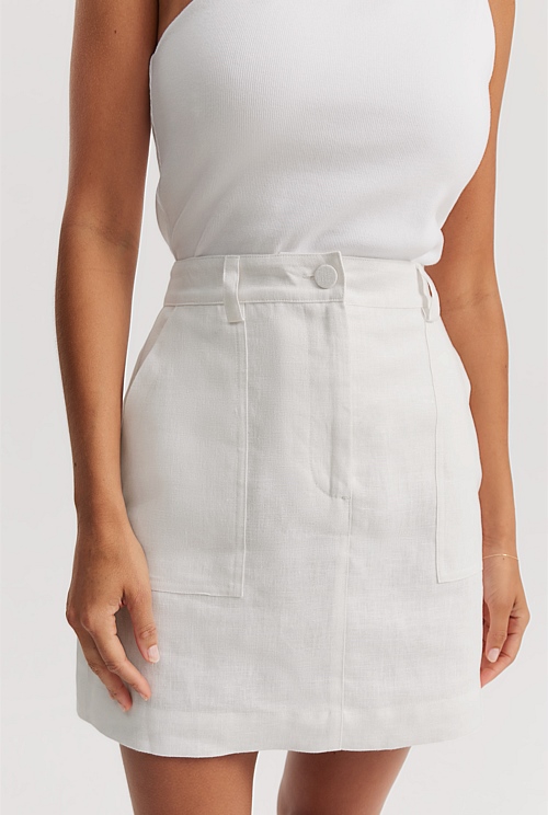 Country road 2025 white linen skirt