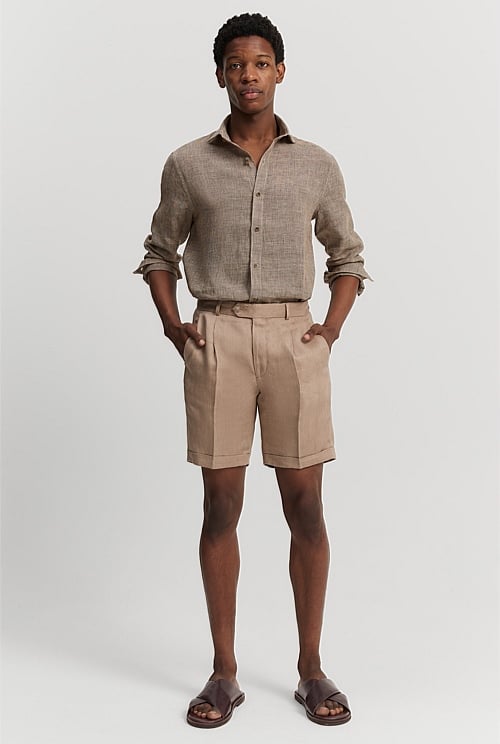 Stone Tailored Linen Short - Natural Fibres