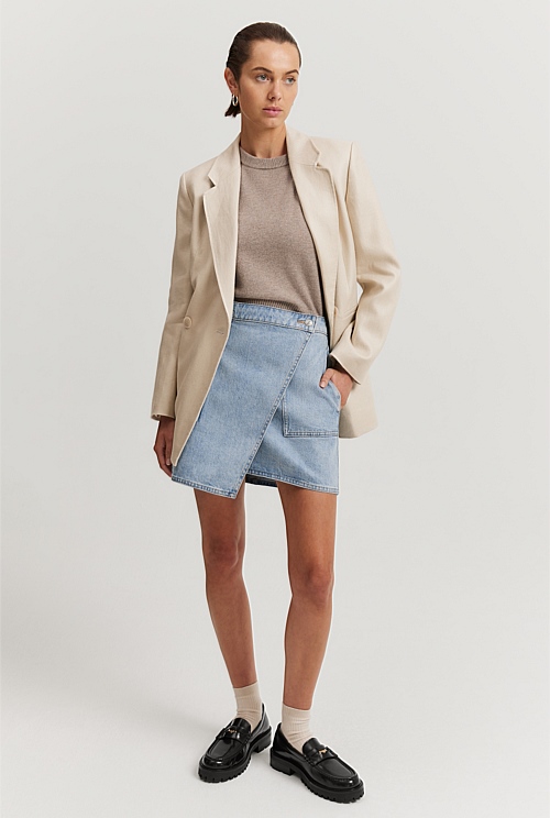 Country road 2025 denim wrap skirt