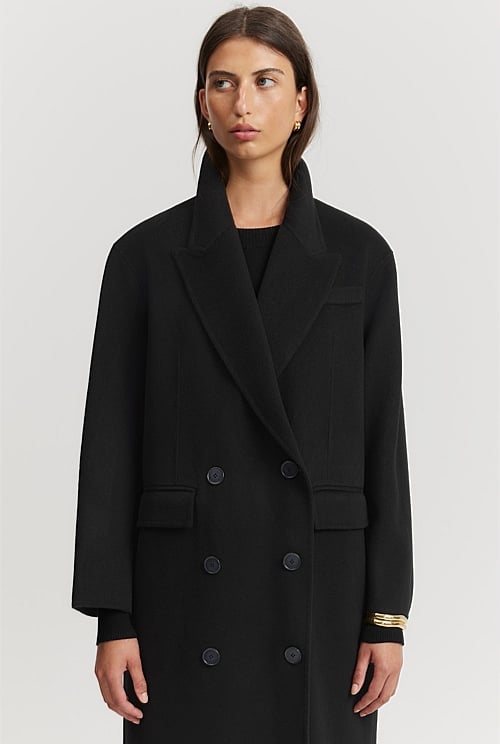 Black Double Breasted Soft Coat Jackets Coats Country Road