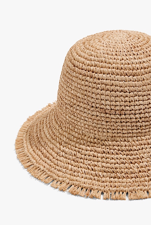 Natural Woven Raffia Bucket Hat Hats Scarves Gloves Country Road