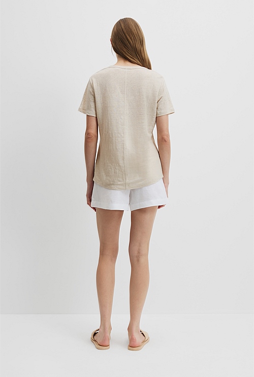 Stone Linen Jersey T-Shirt - Natural Fibres | Country Road