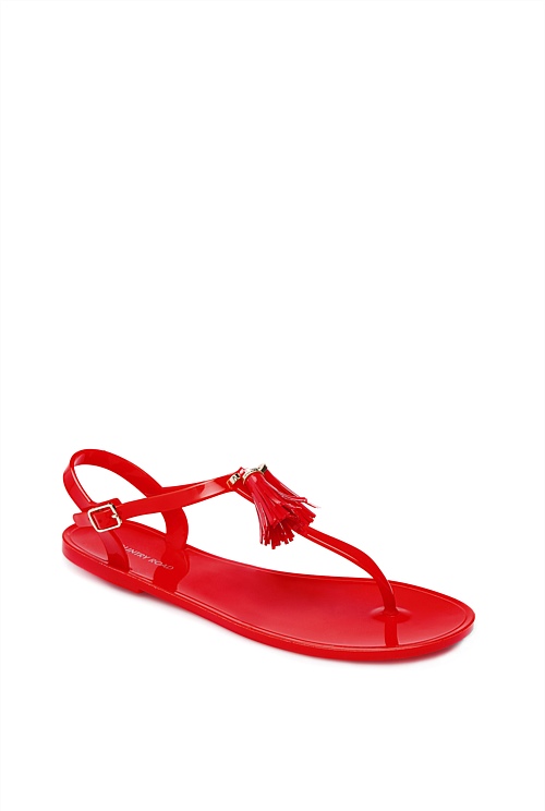 Spice Red Emma Tassel Jelly Sandals Thongs Country Road