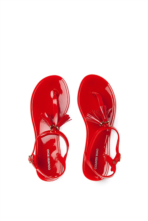 Spice Red Emma Tassel Jelly Sandals Thongs Country Road