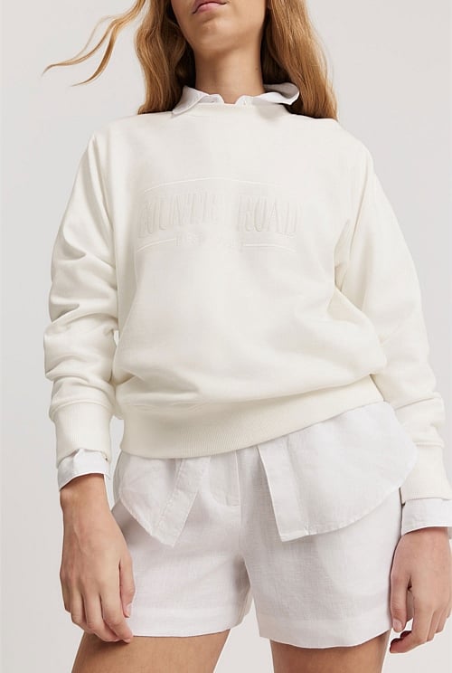 Ecru Verified Australian Cotton Heritage Sweat Australian Grown Country Road