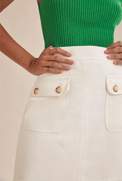 Country road outlet white linen skirt