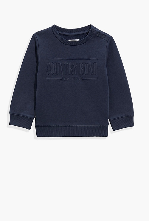 Navy Verified Australian Cotton Heritage Sweat Supporting