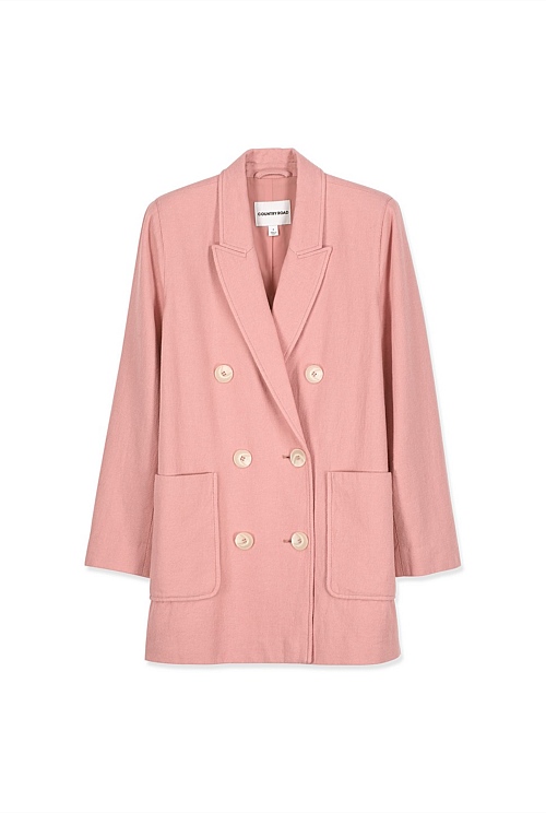 Salmon Pink Linen Relaxed Blazer Jackets Coats Country Road